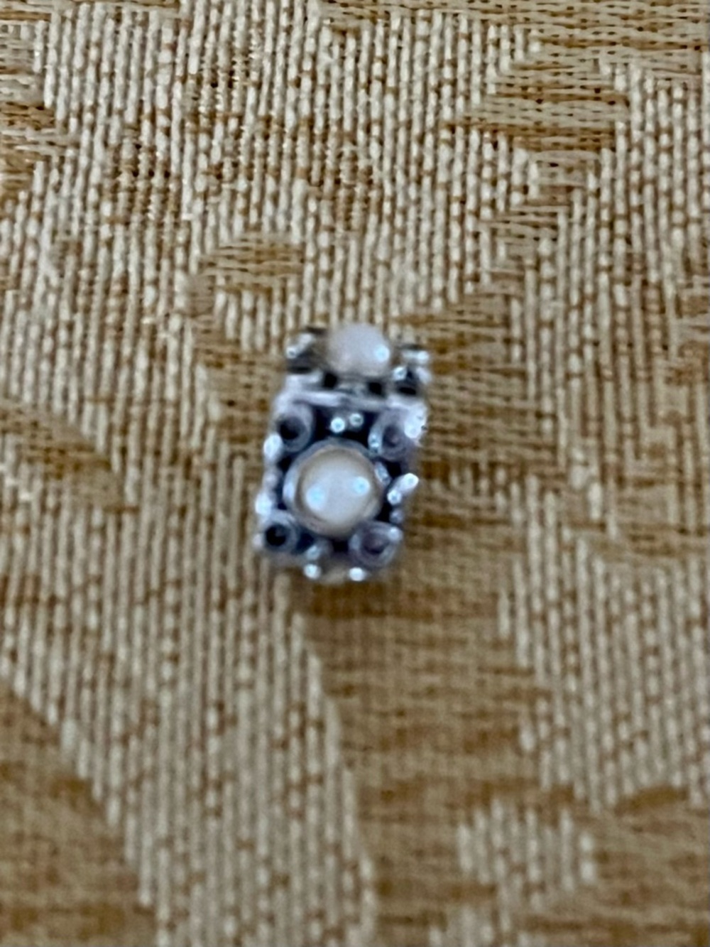 925 Sterling Silver Pearl Accent Charm Bracelet Bead